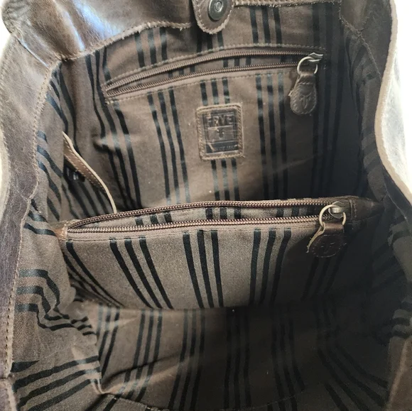 Frye Melissa tote bag in dark brown leather. - Picture 7 of 12